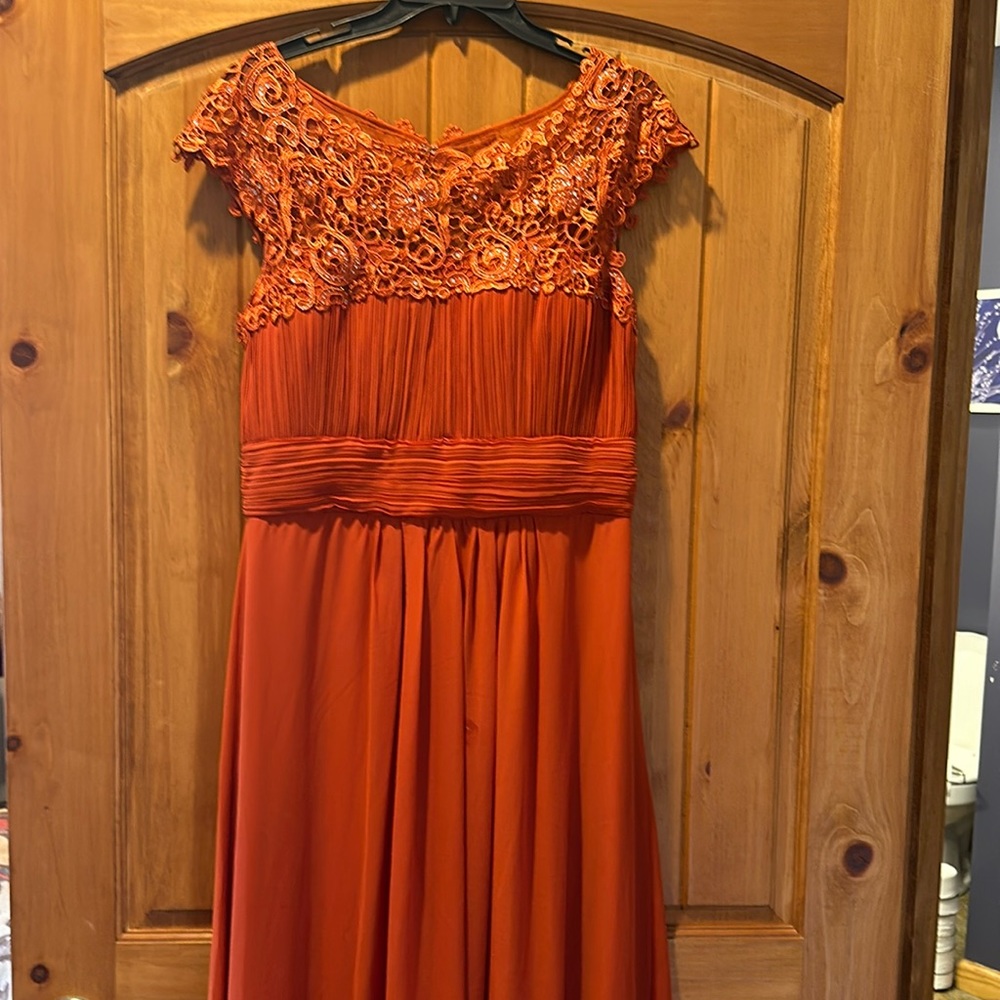 Beautiful floor length ever pretty rust colored mother of the groom dress